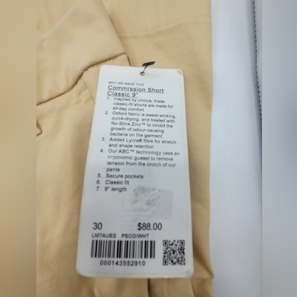 Lululemon Commission Classic-Fit Short 9" Oxford In Prosecco / White Size 30 - Picture 12 of 13